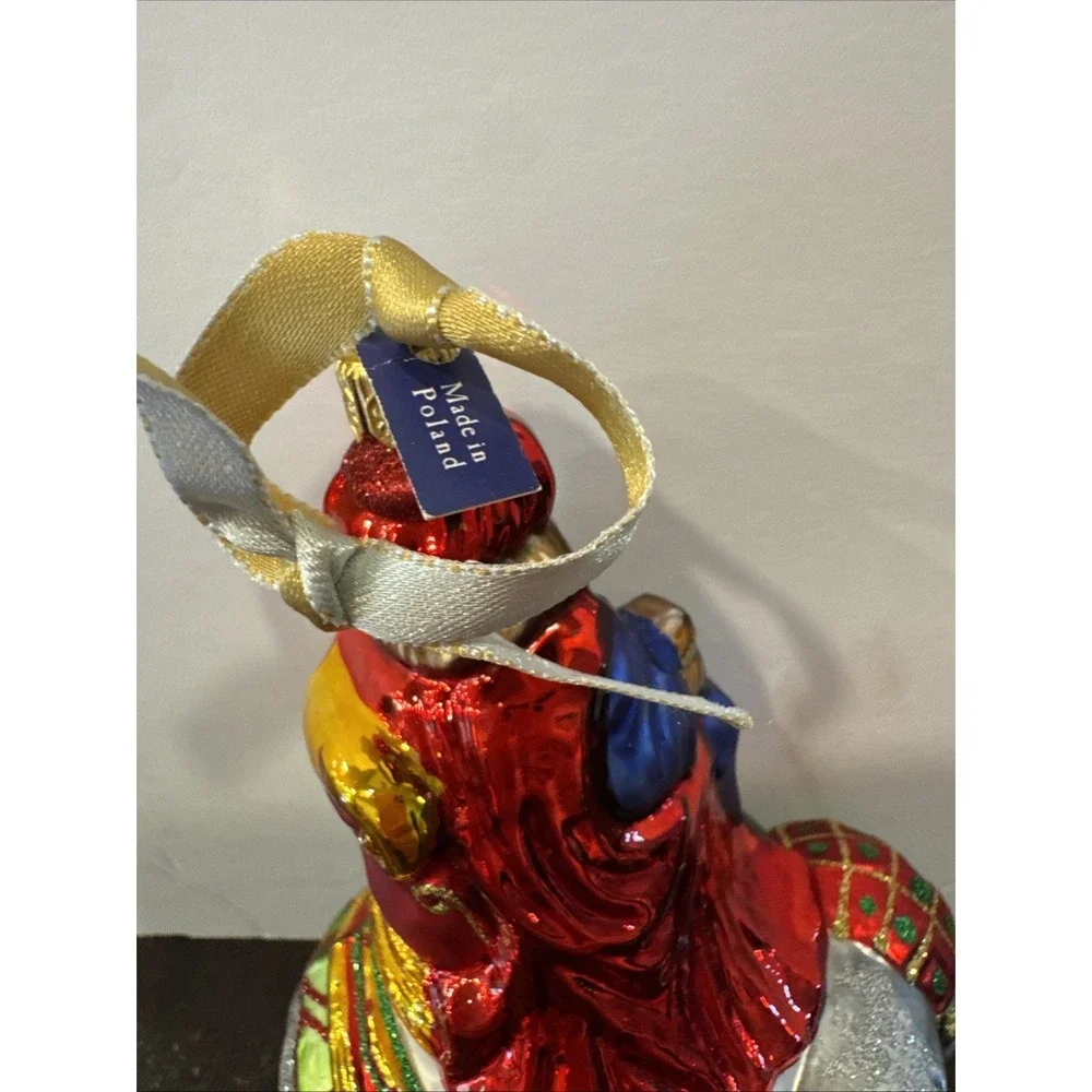 Glasswear Art Studio Santa on Elephant 6.5 Glass Ornament Poland No‎ Box
